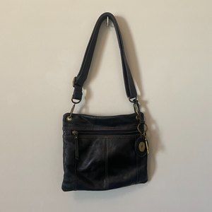 Fossil Black Leather Convertible Shoulder Crossbody Bag